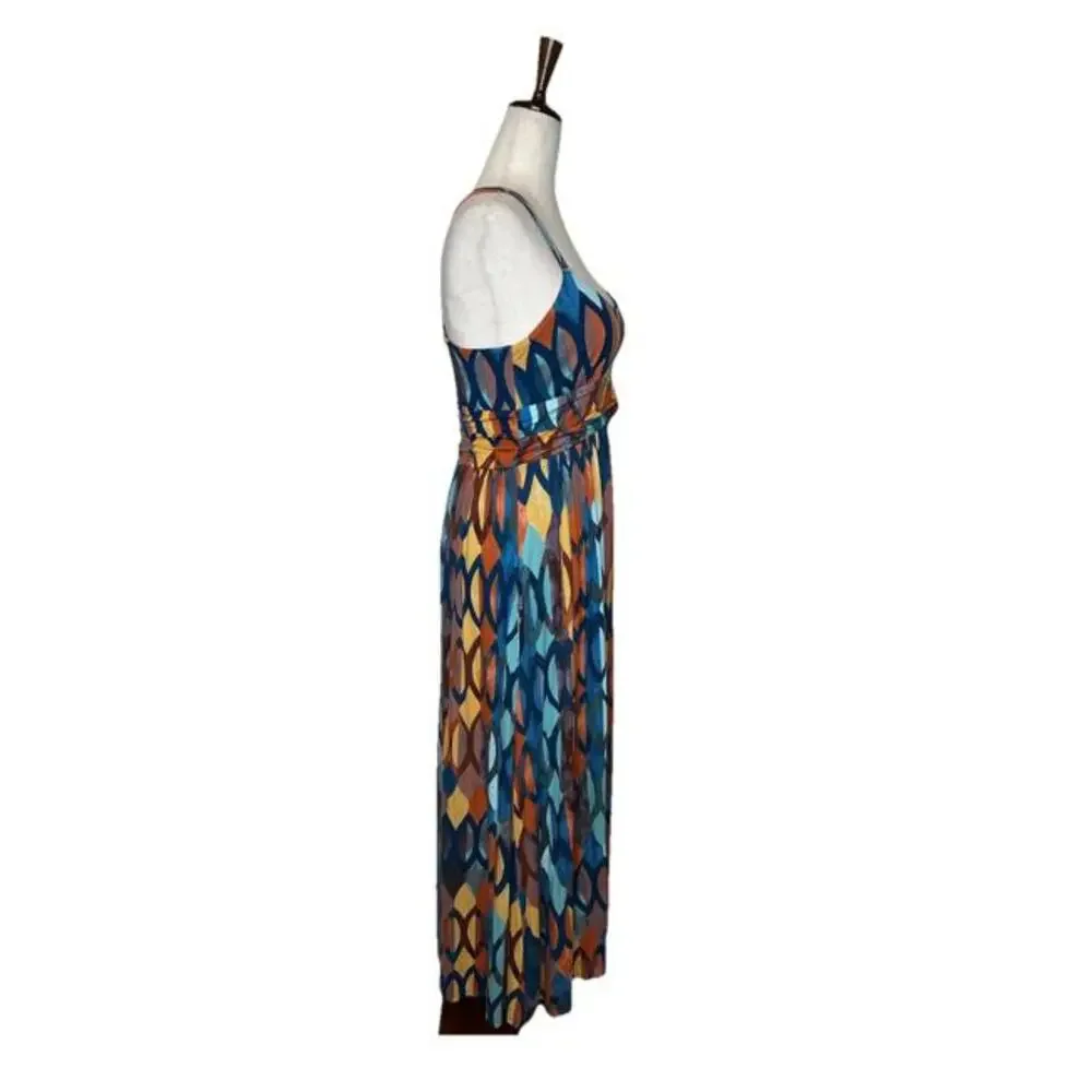 Maeve Anthropologie Small Petite Noetzie Maxi Dress Geometric Crisscross Back - Picture 6 of 9